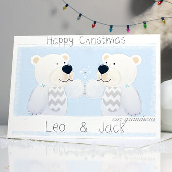 Personalised Bear Twins First Christmas Card, 5 of 10