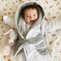 Personalised White And Grey Baby Dressing Gown, thumbnail 3 of 10