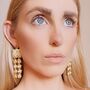 Etched Flower 24k Gold Plated Drop Statement Earrings, thumbnail 1 of 4