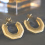 Octagon Earrings Geometric Design 18ct Gold, thumbnail 3 of 7