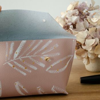 Personalised Botanical Recycled Leather Make Up Bag, 6 of 10
