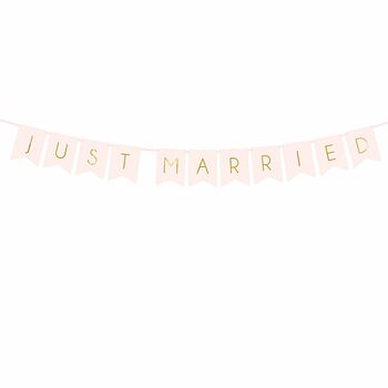 Pink And Gold 'Just Married' Wedding Banner, 2 of 3