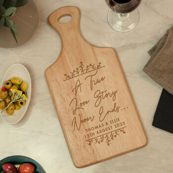 Engraved Love Story Wooden Board Wedding Gift, 2 of 5