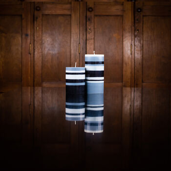 Striped Eco Pillar Candles 15cm And 10 Cm Tall, 11 of 12