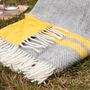 Yellow Stripe And Grey Herringbone Picnic Blanket, thumbnail 4 of 4