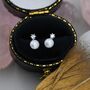 Genuine Pearl And Cz Stud Earrings In Sterling Silver, thumbnail 1 of 12