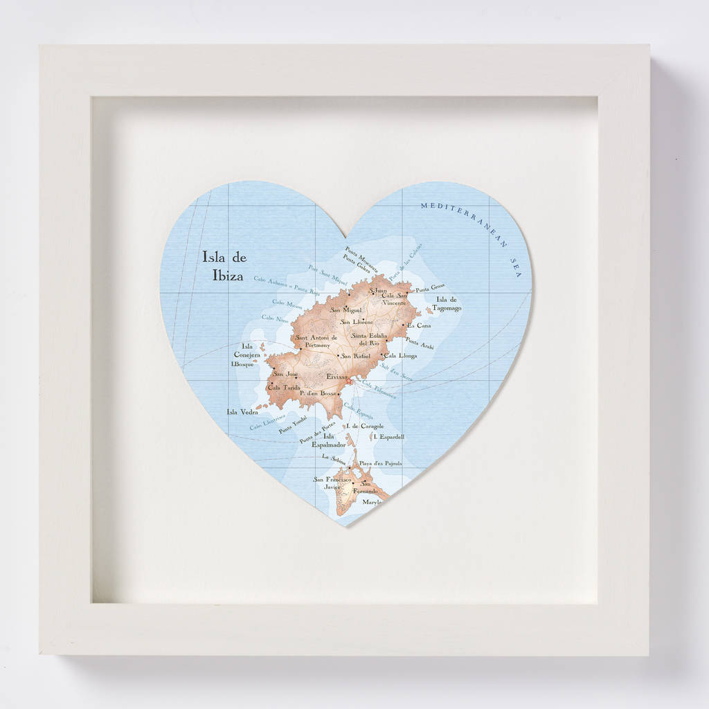 Ibiza Map Heart Wedding Anniversary Print, 1 of 4
