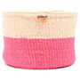 Hoji: Hot Pink Colour Block Woven Basket, thumbnail 4 of 9
