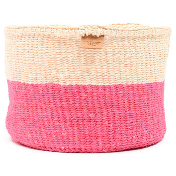 Hoji: Hot Pink Colour Block Woven Basket, 4 of 9