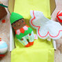 Christmas Elf Bib And Rattle Baby Gift Set, thumbnail 8 of 12