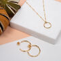 Ronda Round Circle Yellow Gold Plated Necklace, thumbnail 3 of 9