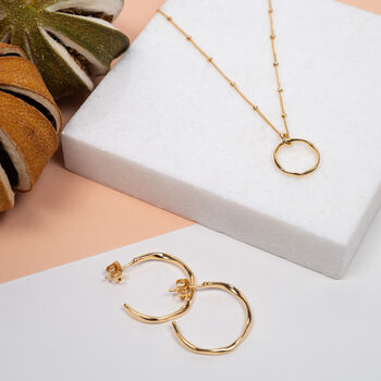 Ronda Round Circle Yellow Gold Plated Necklace, 3 of 9