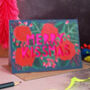 Neon Floral Papercut Christmas Card Five Pack, thumbnail 3 of 11