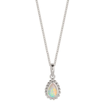 October Birthstone Opal Sterling Silver Necklace, 2 of 12