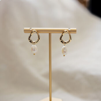 24ct Gold Plated Stud Freshwater Pearl Earrings, 2 of 5