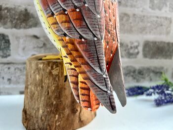 Large 30cm Hand Carved Painted Intricate Wooden Barn Owl Figurine For Bird Lovers, 2 of 10