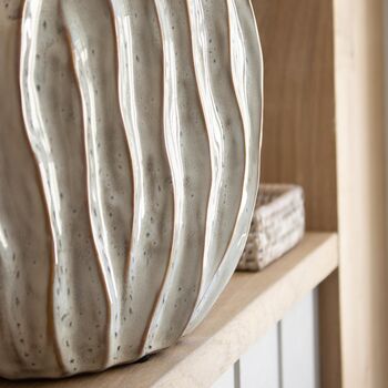 Narrow Wavy Ribbed Off White Vase, 2 of 4