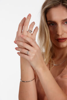 925 Sterling Silver Skinny Drip Cross Over Ring, 7 of 12