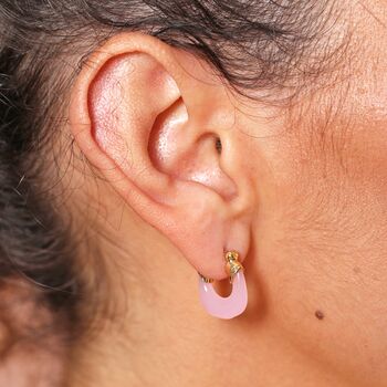 Resin Huggie Hoop Earrings In Gold, 5 of 6