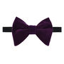 Mens Purple Oversized Velvet Bow Tie And Pocket Square, thumbnail 2 of 3