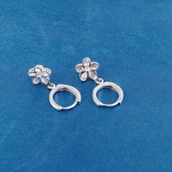 Hanging Butterfly Hoop Earrings Silver, 6 of 7