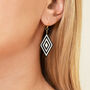 Black And Cream Rhombus Eco Earrings, thumbnail 2 of 6