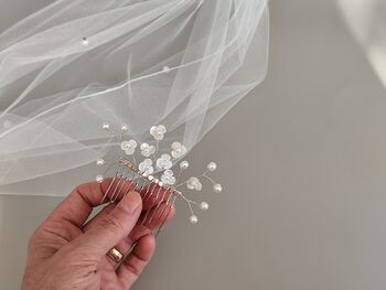 Pearl Floral Bridal Hair Comb, 6 of 8