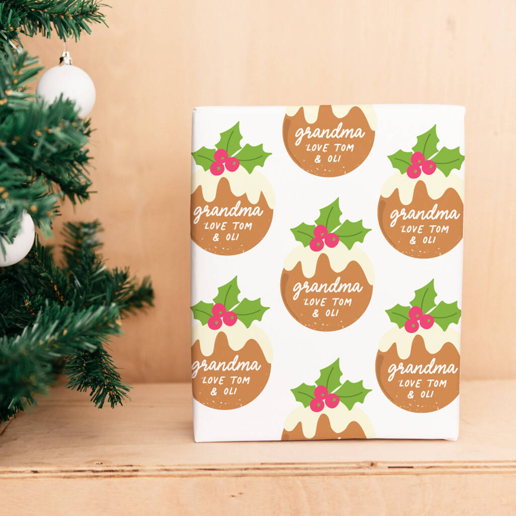 Personalised Christmas Pudding Wrapping Paper By Abigail Warner