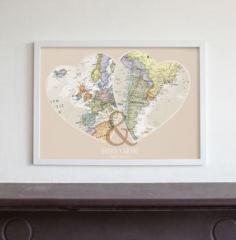 Personalised Location Map Hearts Print, 5 of 9