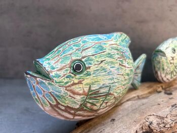 Hand Carved Driftwood Fish Ornament Sealife Gift Decor, 6 of 7