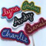 Custom Chain Stitched Embroidered Name Patch, Wool Felt, thumbnail 1 of 3