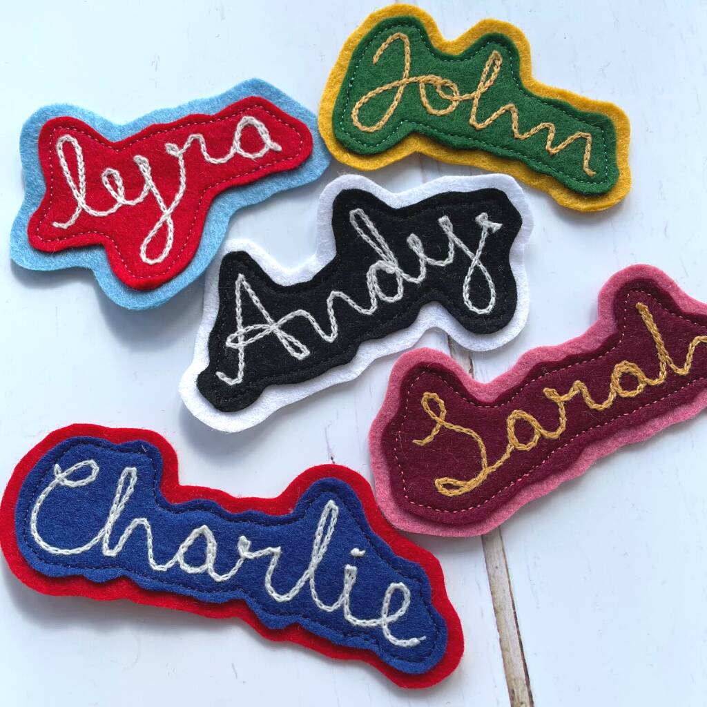 Custom Chain Stitched Embroidered Name Patch, Wool Felt, 1 of 3