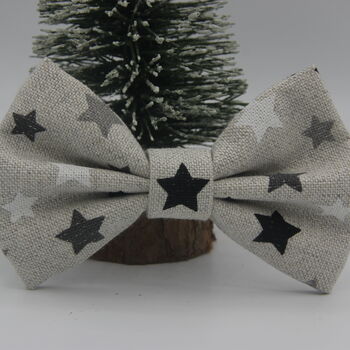 Silver Glitter Star Dog Bow Tie, 2 of 4
