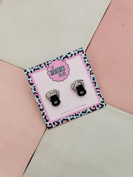 Zip Glitter Resin Studs / Sewing Lover Gift / Craft Inspired Jewellery / Fun Statement Accessories, 2 of 4