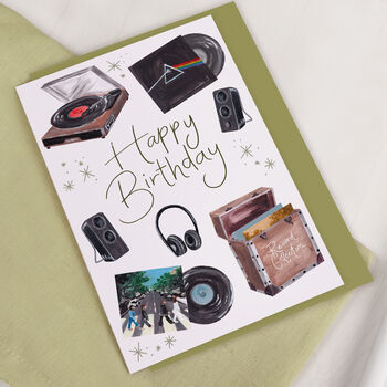 Vinyl Record Player Happy Birthday Greeting Card, 2 of 3