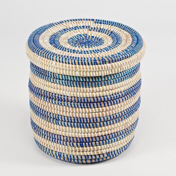 Striped Round Handwoven Storage Basket, 2 of 4