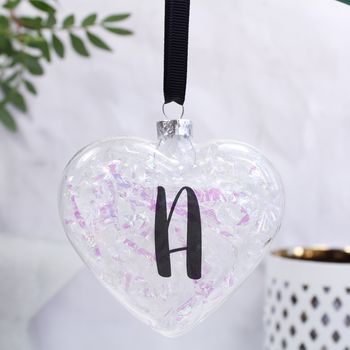 Personalised Initial Iridescent Heart Bauble, 4 of 5