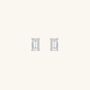 Rectangle Stud Earrings Silver, thumbnail 2 of 4