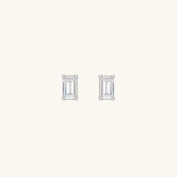 Rectangle Stud Earrings Silver, 2 of 4