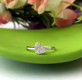 Sterling Silver Textured Heart Ring, 9 of 11