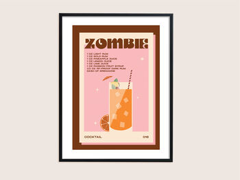 Retro Cocktail Zombie Print, 2 of 5