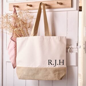 Initials and Last Name Customized Embroidered Tote Bag 100% Cotton Canvas  Chic Personalized Tote Bag for Bridesmaid Anniversary Wedding Day
