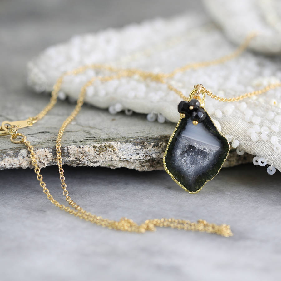 Black Geode And Diamond Necklace By Artique Boutique ...