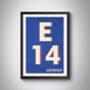 E14 East Ham Typography Postcode Print, thumbnail 10 of 10