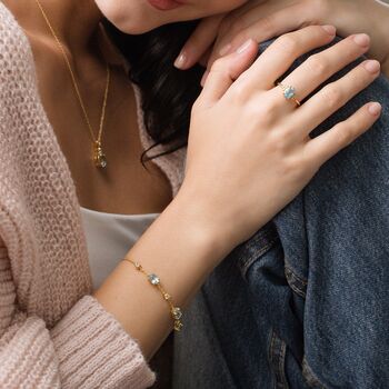 Blue Topaz Bracelet In Sterling Silver And Gold, 11 of 12