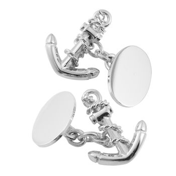 Solid Sterling Silver Anchor Cufflinks, 2 of 5