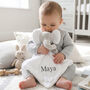 Personalised White Elephant With Bow Baby Comforter, thumbnail 1 of 7
