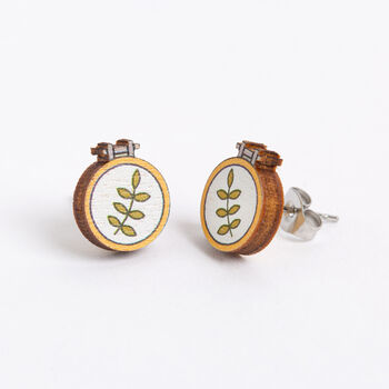 Embroidery Hoop Wooden Earrings, 2 of 4