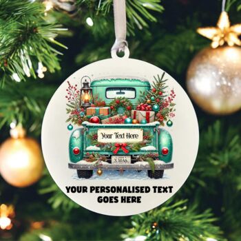 Personalised Christmas Vintage Truck Hanging Bauble Decoration, 9 of 10