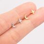 Four Point Star And Moon Stud Earrings, thumbnail 4 of 12